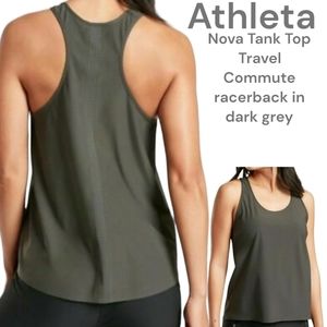 Athleta Nova Tank Top Travel Commute cool relaxed fit racerback dark grey xs